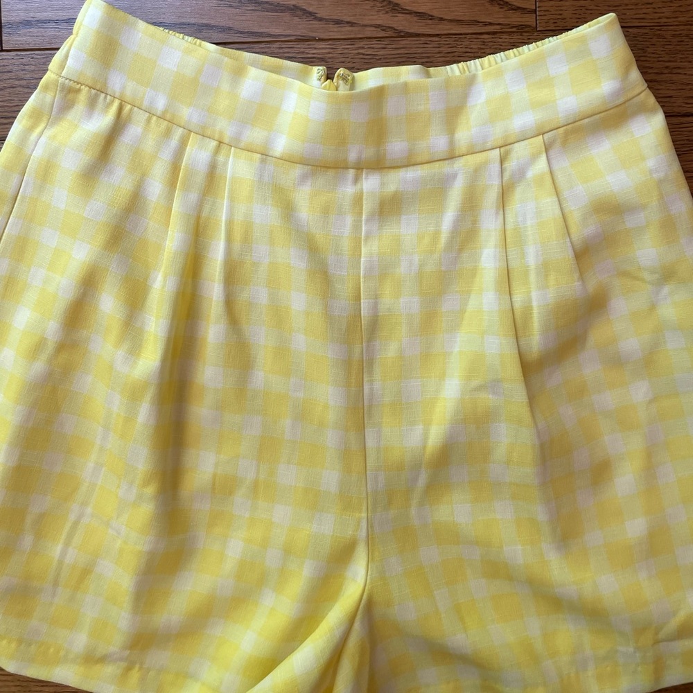 ANTHROPOLOGIE Hutch Pleated Gingham Plaid Yellow Shorts New With Tags - Picture 5 of 16